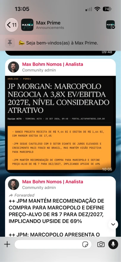 Print da área de assinante do Max Prime